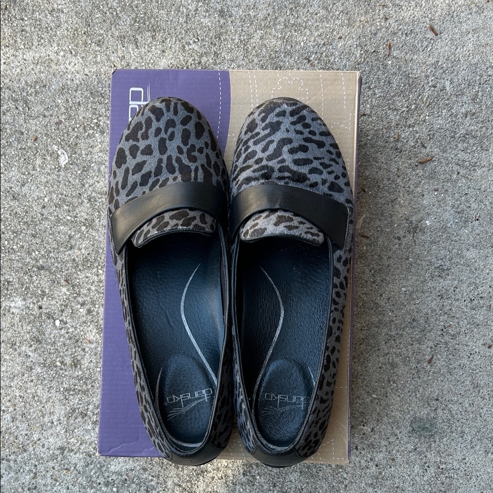 Dansko OKSANA Women's Leopard Print Slip-On clog style shoes -CHEETAH hair calf